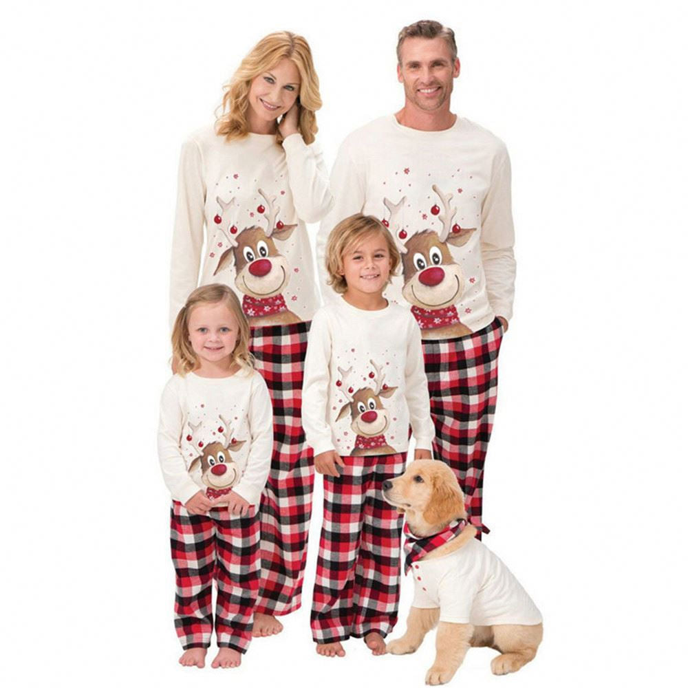 Cozy Family Christmas Pajamas Set - 4-Piece Soft Spandex Cotton Matching PJs for Women, Men, Kids, and Baby