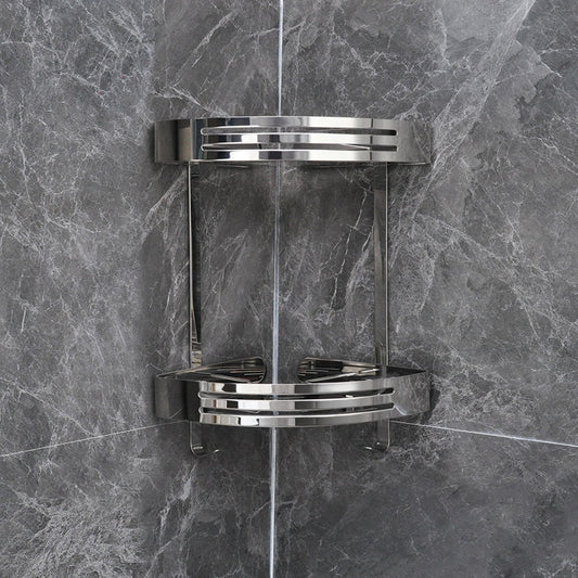 Household Toilet Bathroom Shelf 304 Stainless Steel Bathroom with Hook Storage Shower Room Triangle Mesh Basket