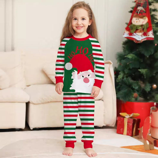 2024 Newest Santa Print Parent and Child Matching Pyjamas Set Long Sleeves Family Christmas Loungewear