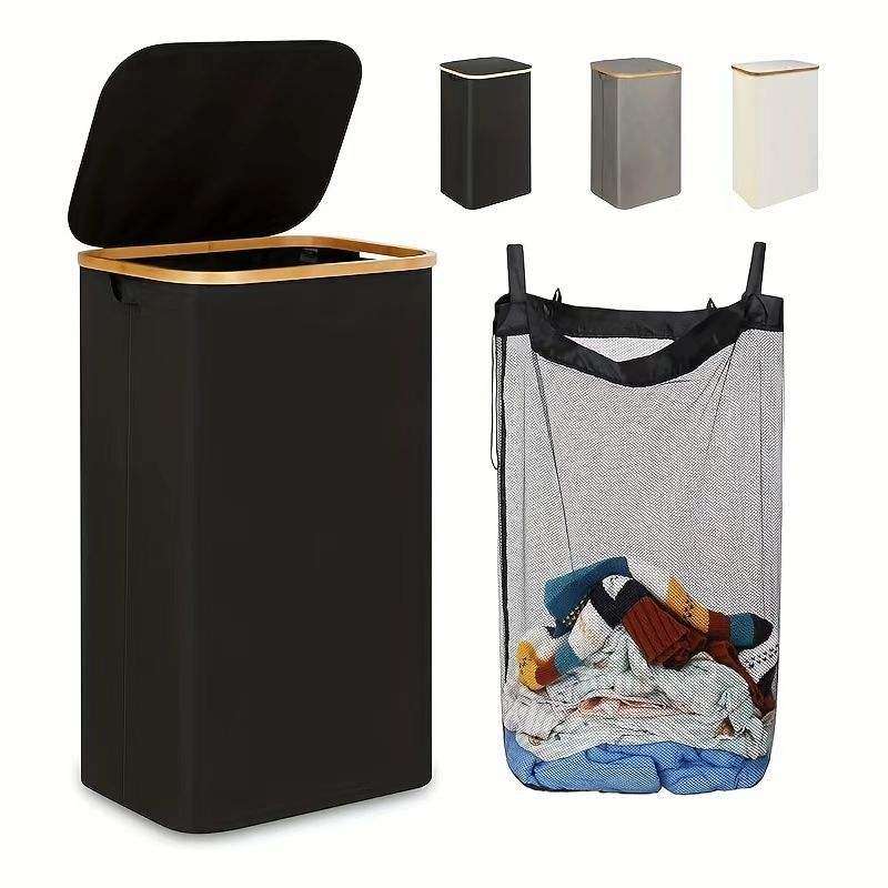 Custom Fabric Laundry Sorter Basket Dirty Clothes Home Storage Boxes Foldable Hamper with Lid for Home Clothes Organization