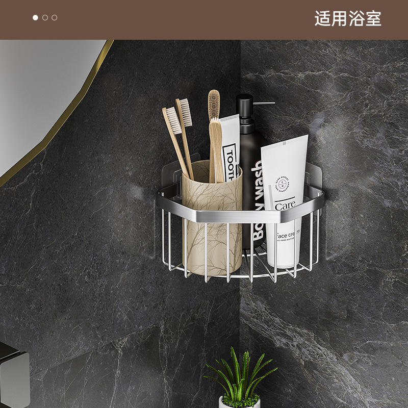 Stainless Steel Corner Sponge Storage Basket Non-Perforated Triangular Drain Rack for Kitchen or Bathroom