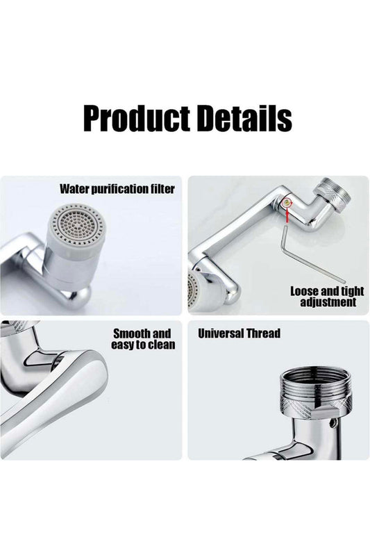 Universal 1080 Degree Swivel Robotic Arm Faucet Plastic Kitchen Sink Extension Faucet Rotatable Multifunctional Extension Faucet