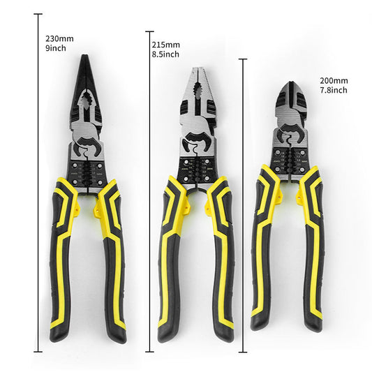 Factory Wholesale Pliers Yellow Black Chrome Vanadium Steel Texture a Set of Three Multifunctional Cutting Pliers