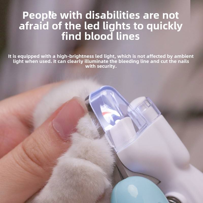 LED Anti-Blood Cat Dog Nail Clippers Easy Cleaning Pet Nail Grinder Kitten Scissors Plastic Trimmer Grooming Features