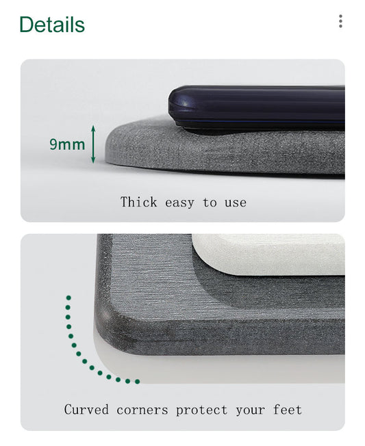 Diatomite Stone Bath Mat Quick Dry Super Absorbent Diatomaceous Earth Mat Anti-Slip and Natural for Bathroom Floor Easy to Clean