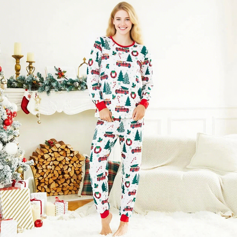 Custom Christmas Family Matching Outfit Pajamas Set Wholesale Casual Long Sleeves Bamboo Pajamas for Baby Girls and Boys