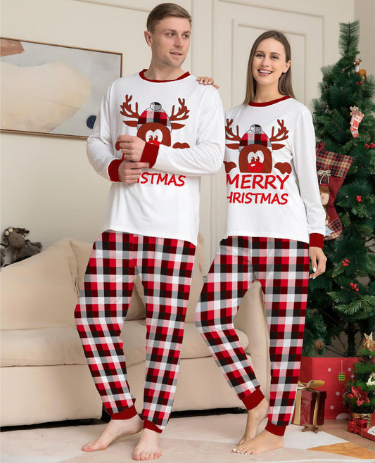 Latest Kids Christmas Pajamas Long Sleeves Gride Christmas Family Matching Pajamas 2022