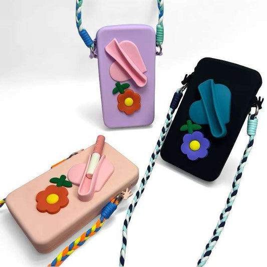 Eco-Friendly Waterproof Silicone Mobile Phone Bag Fashionable Cross-Body Messenger Handbag Durable Zipper for Spring Summer