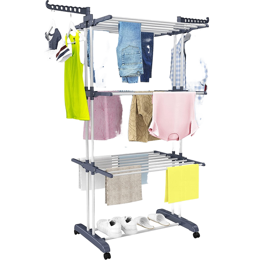 Hot Sale Foldable Family Clothes Drying Rack Ironl Metal Space-Saving Laundry Stand