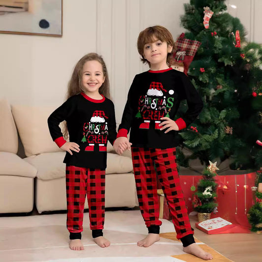 Wholesale Matching Family Christmas Crew Pajamas Family With Small Deer Letters Printed Christmas Pajamas Cotton Pajamas Set