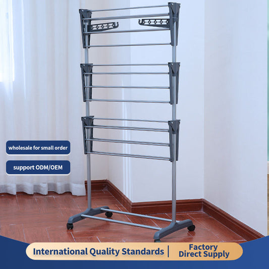 Foldable 3-Tier Stainless Steel Clothes Drying Rack Portable Indoor/Outdoor Laundry Stand Space-Saving Organizer
