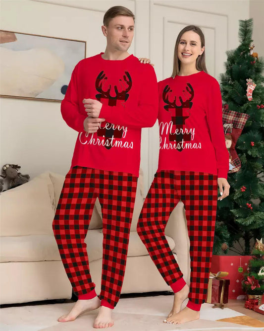 US Size Marry Christmas Milk Cotton Family Pajamas and Pet's Clothes Parents and Kids' Pajamas