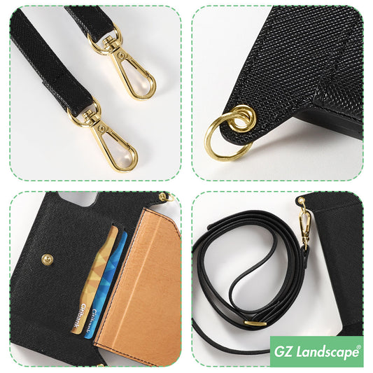 Flip Card Holder Wallet Mobile Phone Cover Vegan Leather Strap Lanyard Detachable Crossbody Phone case for iphone Samsung