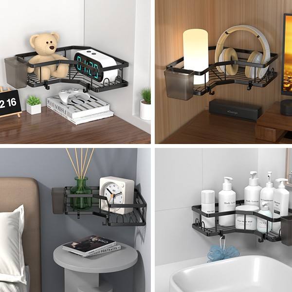 Hot Sale Modern Stainless Steel Corner Triangle Iron Art Bathroom Storage Rack for Wash Basins Large Quantity for Toilet