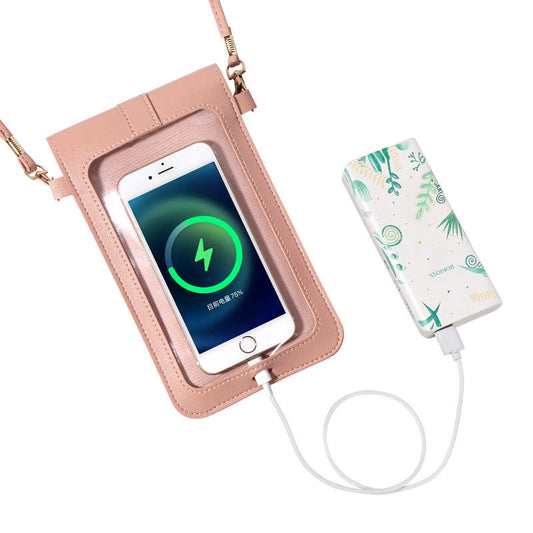 Wholesale Price Touch Screen Phone Bag Crossbody Leather Cell Phone Pocket Hanging Storage Bag Touch Screen Phone Pouch