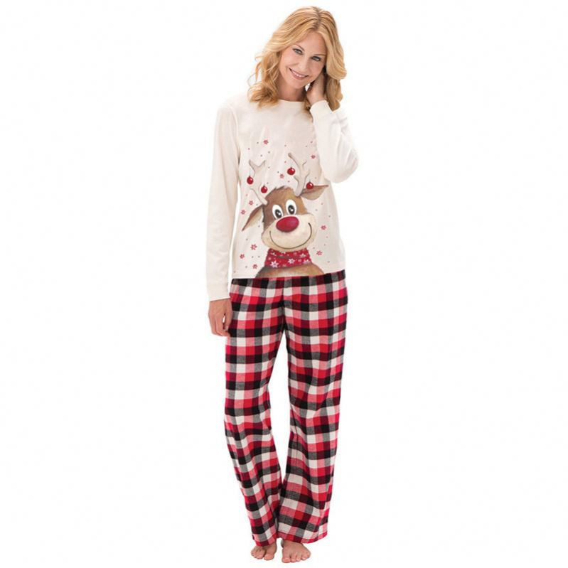 Cozy Family Christmas Pajamas Set - 4-Piece Soft Spandex Cotton Matching PJs for Women, Men, Kids, and Baby