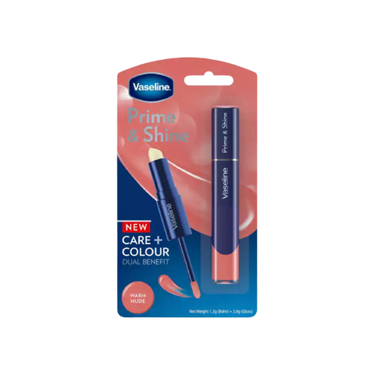 Vaseline Prime & Shine 2 In 1 Lip Balm & Coloured Gloss Warm Nude