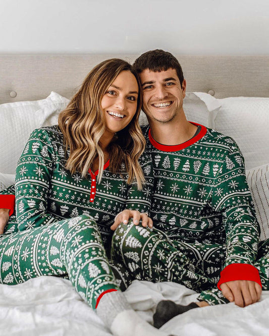 Factory Wholesale Printed Patchwork Contrasting Color Home Clothing Christmas Long Sleeved Parent-Child Outfit Pajama Sets