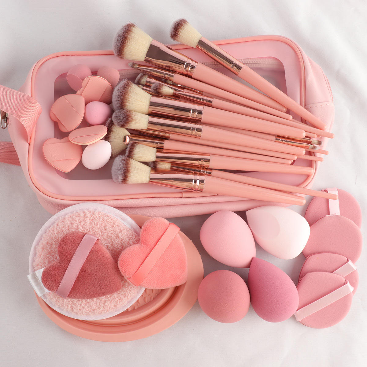 New Woman Makeup Tools Gift Sets Makeup Brush Set 46pcs Bundle Pink Make up Makeup Brushes Kit with Bag Sponge
