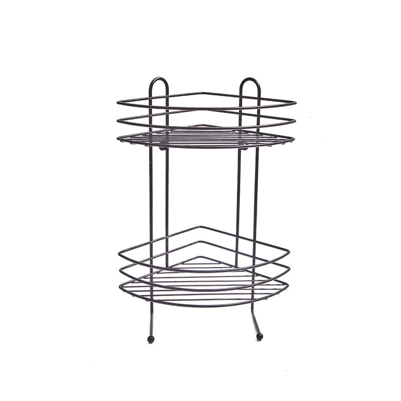 Wholesale Stainless Steel Two Levels Standing Triangle Storage Rack Bathroom Shelf