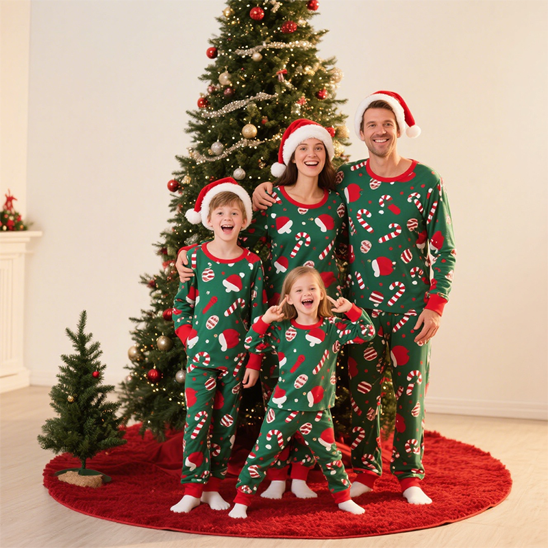 HUOYOUNG Custom Modal Bamboo Family Matching Christmas Pajamas Sleepwear Sets 2 Piece Print Pattern PJ Set Loungewear PJ Set