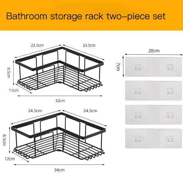 Display Rack Triangular Bathroom Soap Rack Solid Black Iron Basket Rust-proof Stainless Steel Corner Shower Caddie Bathroom Rack