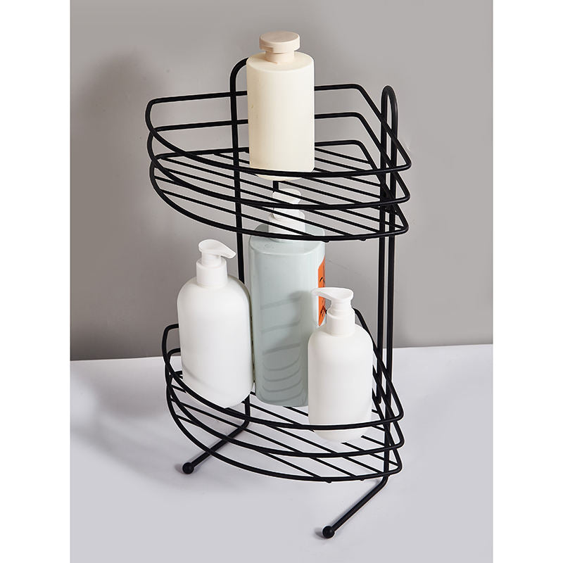 Wholesale Stainless Steel Two Levels Standing Triangle Storage Rack Bathroom Shelf