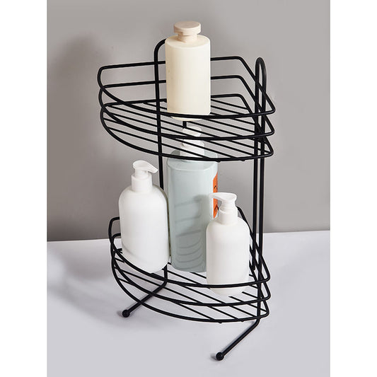 Wholesale Stainless Steel Two Levels Standing Triangle Storage Rack Bathroom Shelf