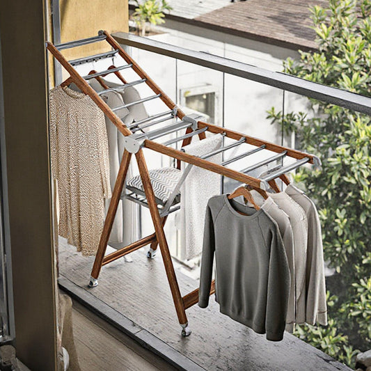 Simple Portable Rolling Foldable Black Cloth Rack Luxury Collapsible Aluminum Folding Butterfly Clothes Drying Rack for Hanging