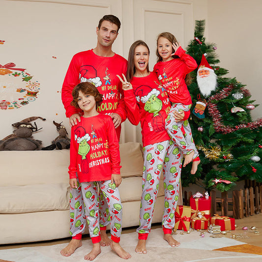 Christmas Party Set Adults Kids Custom 2 Piece Sleepwear Pajamas Print Christmas Pyjamas Set Family Matching Christmas Pajamas
