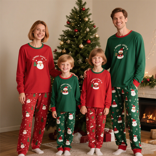 HUOYOUNG Custom Modal Bamboo Family Matching Christmas Pajamas Sleepwear Sets 2 Piece Print Pattern PJ Set Loungewear PJ Set