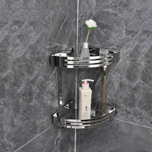 Household Toilet Bathroom Shelf 304 Stainless Steel Bathroom with Hook Storage Shower Room Triangle Mesh Basket