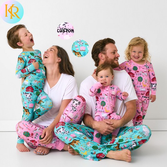 KERUI Family Bamboo Sleepwear Sets Custom Printed Bbamboo Fiber Family Sleepwears Combination Sets Autumn Pajamas Family Suits