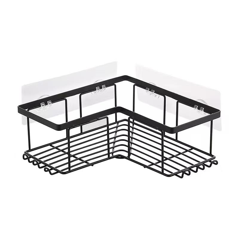 Display Rack Triangular Bathroom Soap Rack Solid Black Iron Basket Rust-proof Stainless Steel Corner Shower Caddie Bathroom Rack
