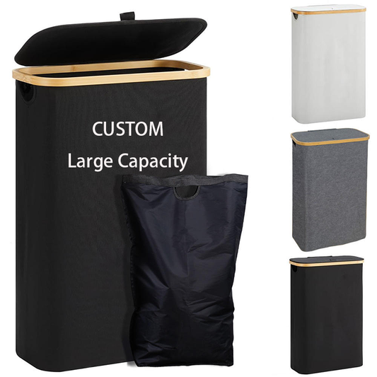 Custom Fabric Laundry Sorter Basket Dirty Clothes Home Storage Boxes Foldable Hamper with Lid for Home Clothes Organization