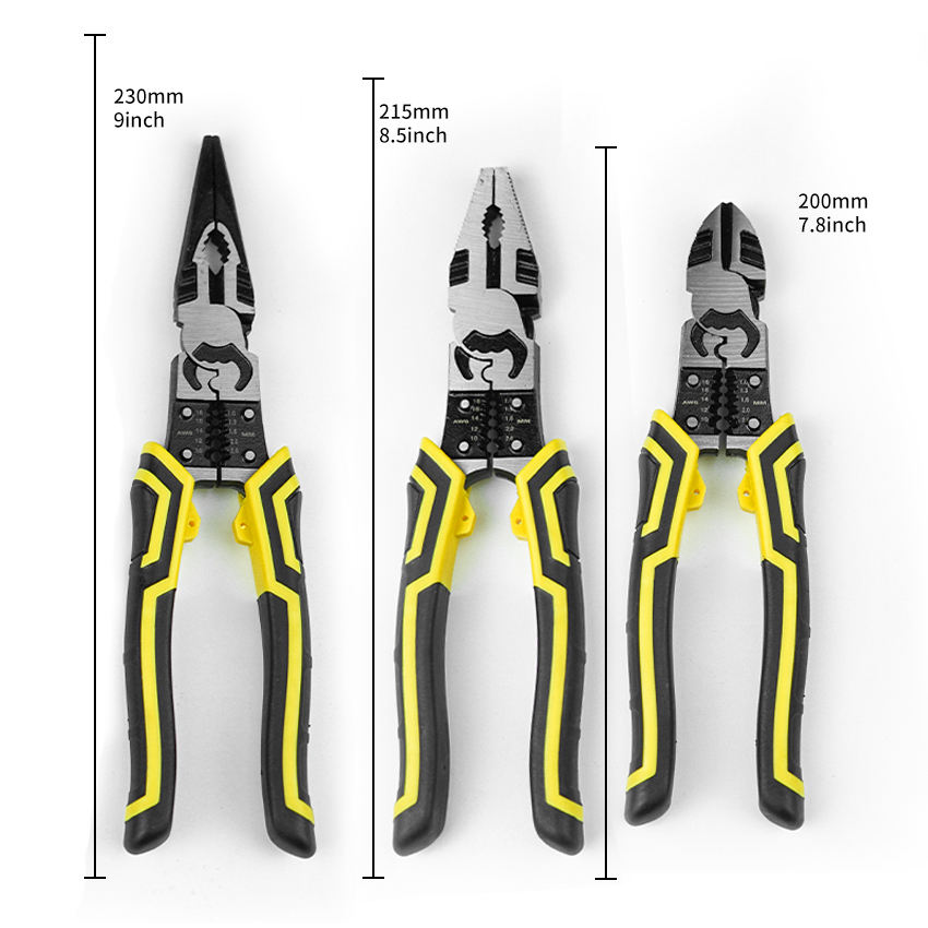 Factory Wholesale Pliers Yellow Black Chrome Vanadium Steel Texture a Set of Three Multifunctional Cutting Pliers