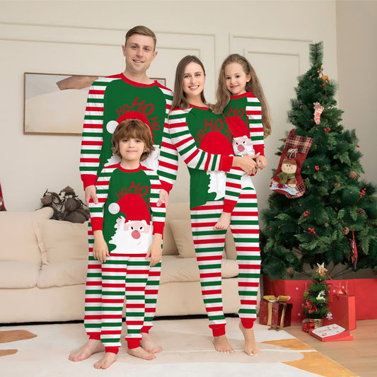 2024 Newest Santa Print Parent and Child Matching Pyjamas Set Long Sleeves Family Christmas Loungewear