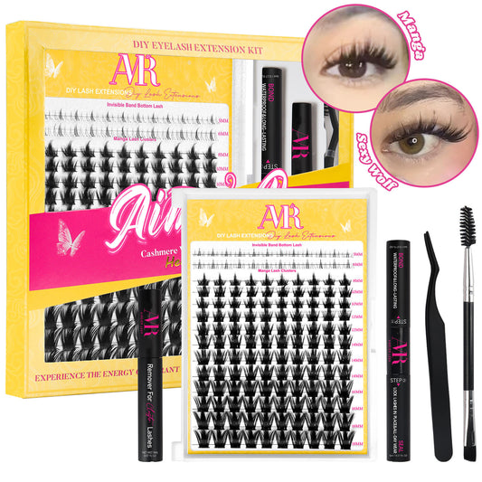 Wholesale DIY Eyelash Extension Kit Fluffy Natural Cluster D Curl Lashes Pre-Cut Waterproof Private Label DIY Lash Clusters