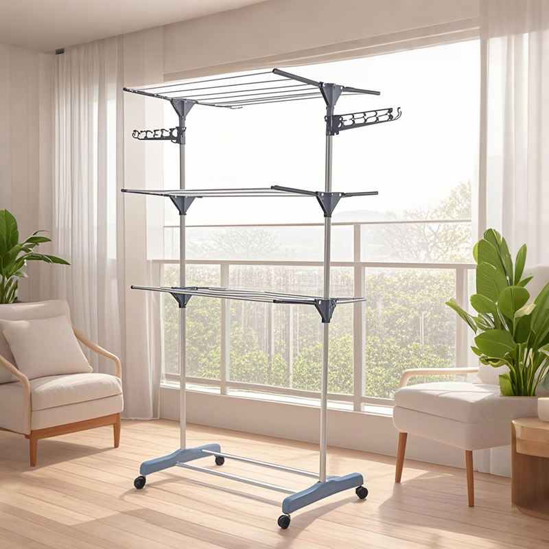 Foldable 3-Tier Stainless Steel Clothes Drying Rack Portable Indoor/Outdoor Laundry Stand Space-Saving Organizer