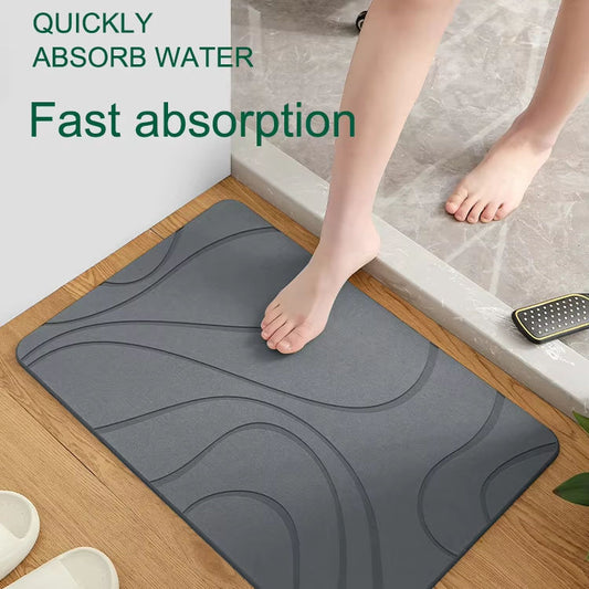 Diatomite Stone Bath Mat Quick Dry Super Absorbent Diatomaceous Earth Mat Anti-Slip and Natural for Bathroom Floor Easy to Clean