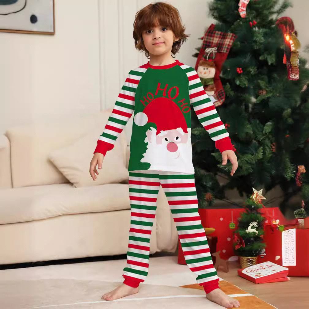2024 Newest Santa Print Parent and Child Matching Pyjamas Set Long Sleeves Family Christmas Loungewear