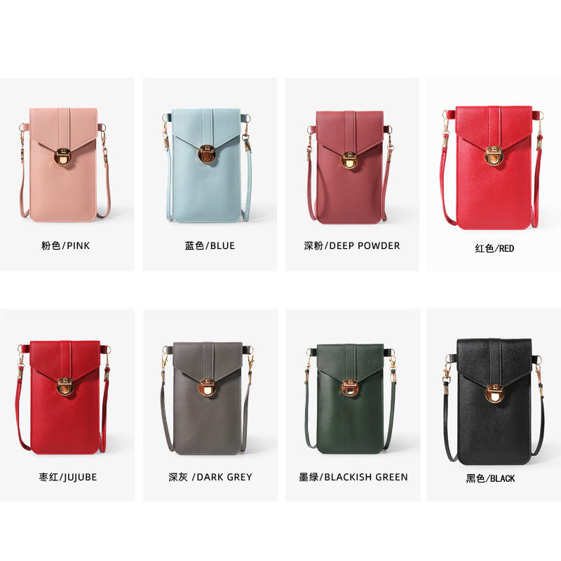 Wholesale Price Touch Screen Phone Bag Crossbody Leather Cell Phone Pocket Hanging Storage Bag Touch Screen Phone Pouch