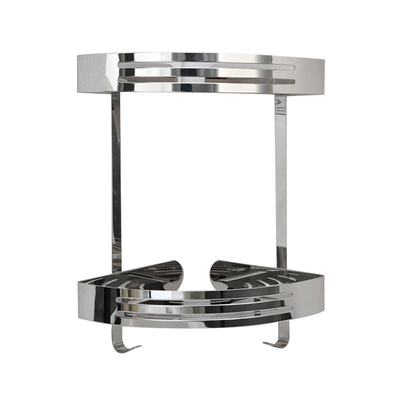 Household Toilet Bathroom Shelf 304 Stainless Steel Bathroom with Hook Storage Shower Room Triangle Mesh Basket