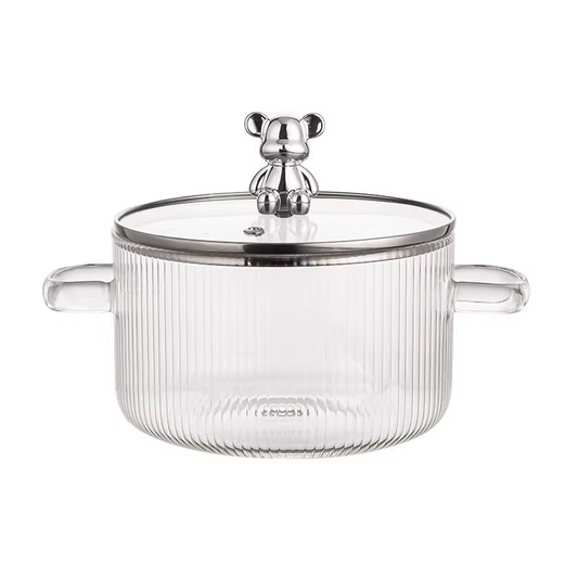 Hot-sales High-quality Customization Borosilicate Amber Glass Pot with Handle and Lid Made All Glass Pot