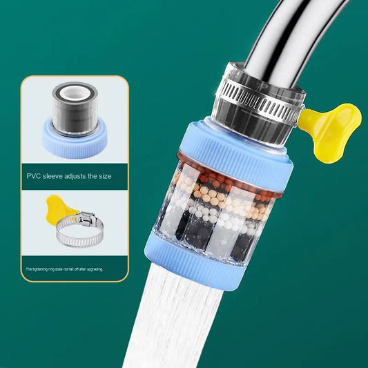 Universal Kitchen Faucet Extender with Activated Carbon Filter Nozzle Splash-proof Water Purifier for Shower Faucet