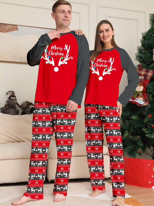 PASUXI Printed Round Neck Spell Plaid Parent-Child Clothing Christmas Family Suit Night Pijama Nightwear Home Pajamas Women Set