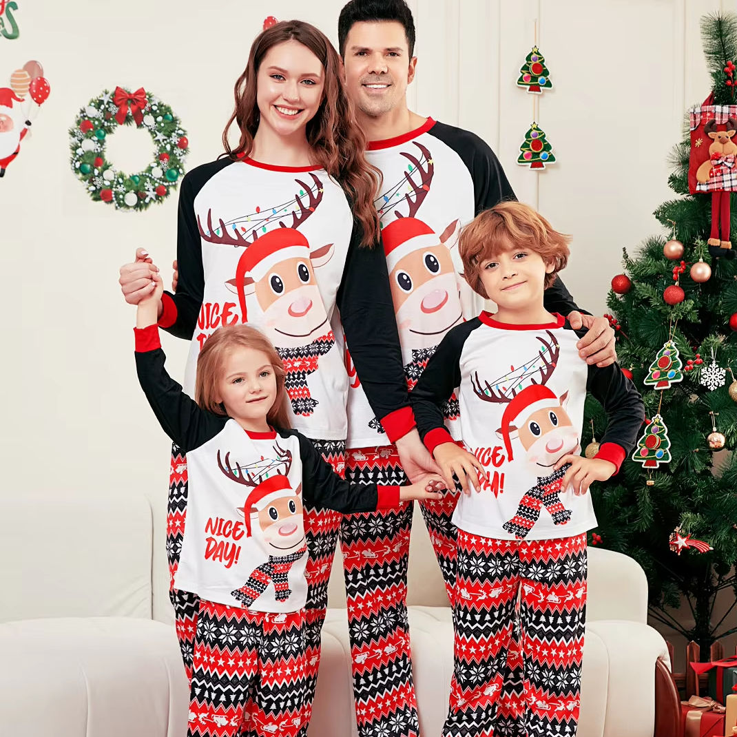 Wholesale Cheap Price Winter New Arrival Parent-child Home Clothes Christmas Printed Women's Pajamas Set Soft Homewear