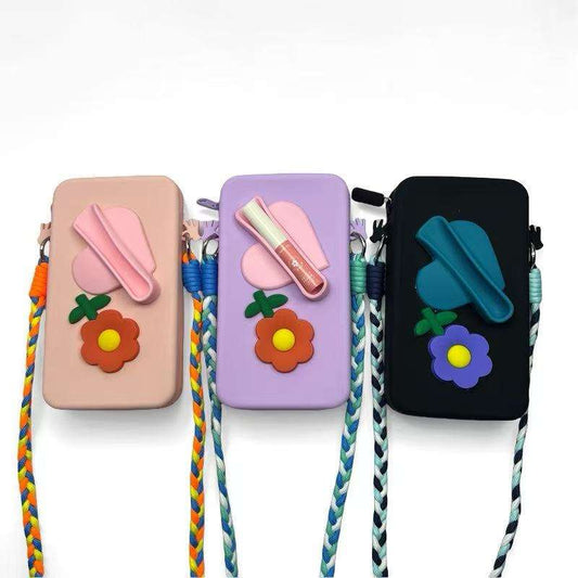 Eco-Friendly Waterproof Silicone Mobile Phone Bag Fashionable Cross-Body Messenger Handbag Durable Zipper for Spring Summer