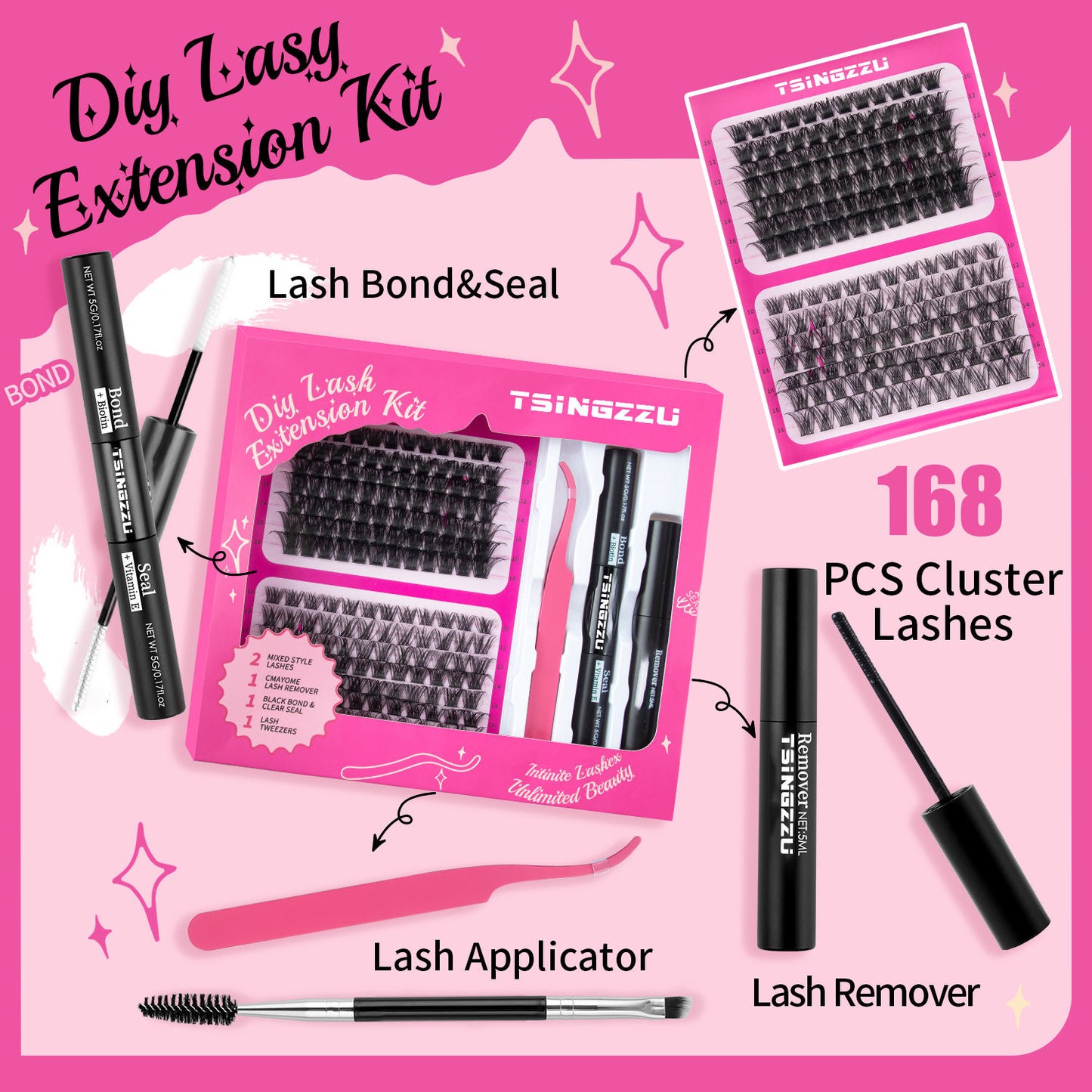 Private Label DIY Lash Cluster Fluffy 5D Design with Segmented DIY Cluster Eyelash Extension Mix Length DIY Eyelash