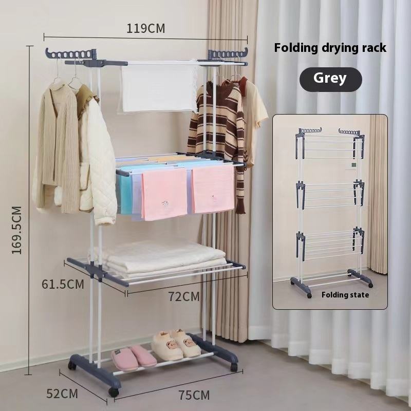Foldable 3 Layers Adjustable Clotheslines Drying Rack Laundry Clothes Hanger Laundry Drying Rack
